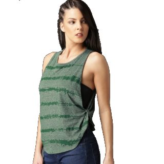 Roadster Women Green Striped Round Neck Top at Rs.599